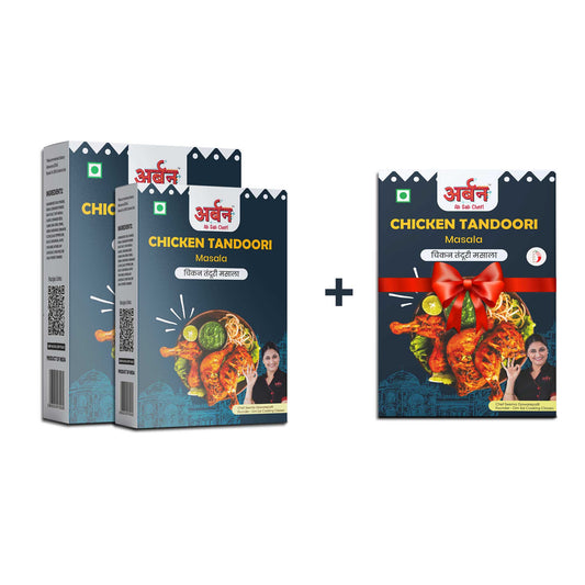 Two packs of chicken tandoori masala with a promotional offer: buy 2, get 1 free on chicken tandoori masala.