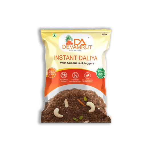 Healthy instant jaggery dalia for a quick meal.