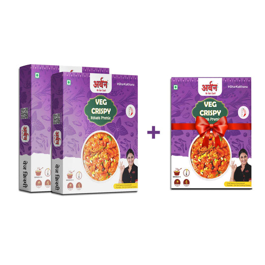 Two boxes of Indian cuisine, showcasing Shahi paneer premix, tied with a bow, highlighting a buy 2, get 1 free deal.